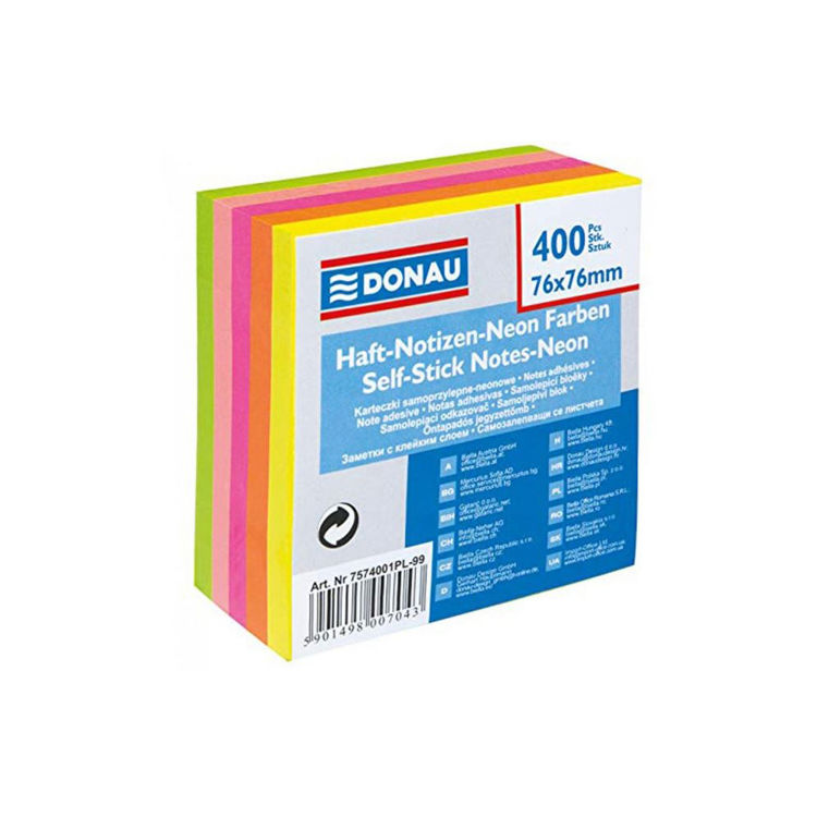 Picture of 7043 STICKY NOTES 76X76 NEON ASSORTED COLOURS X 400 SHEETS